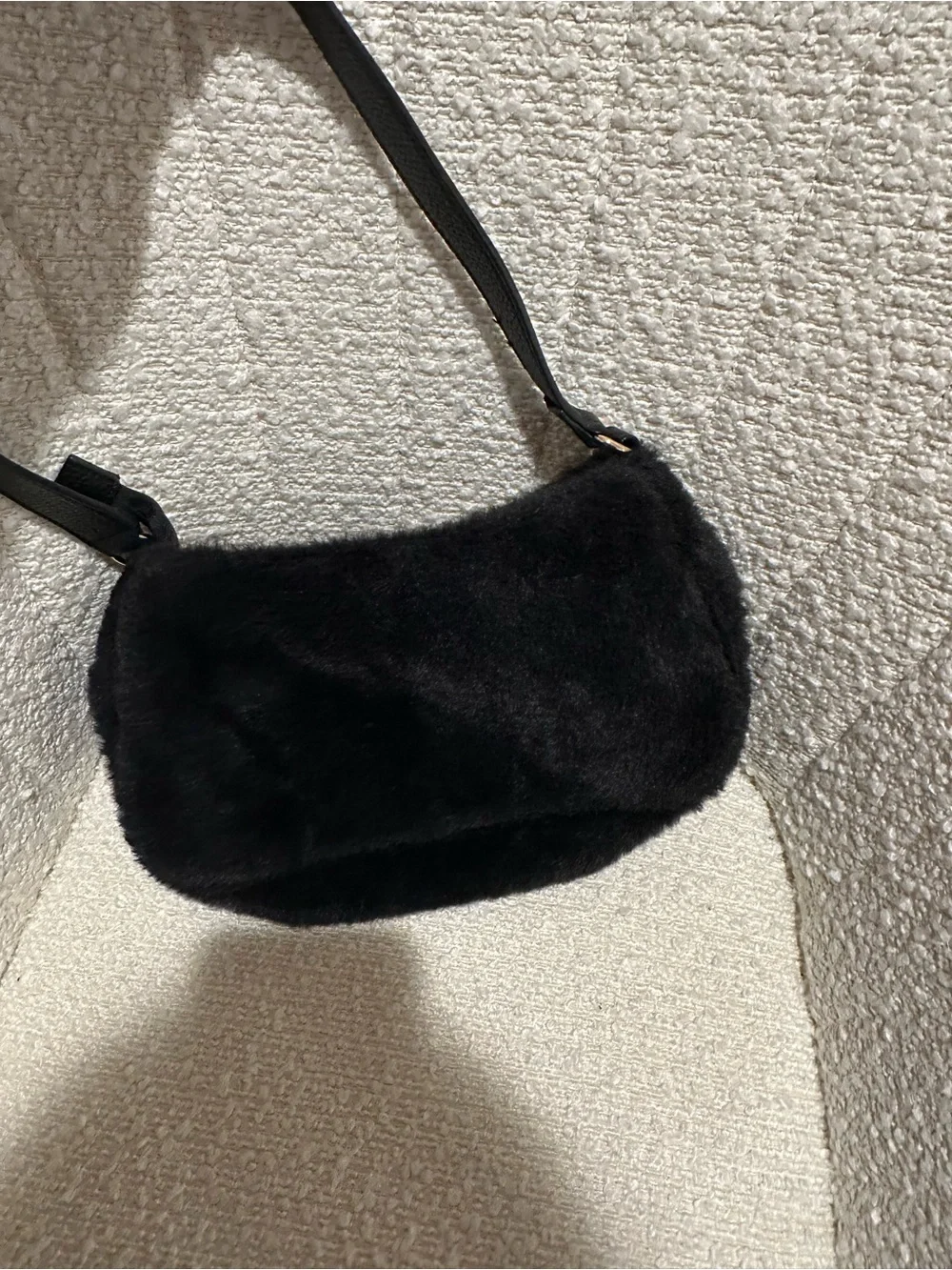 Faux Fur Striped Shoulder Bag in Black and Brown